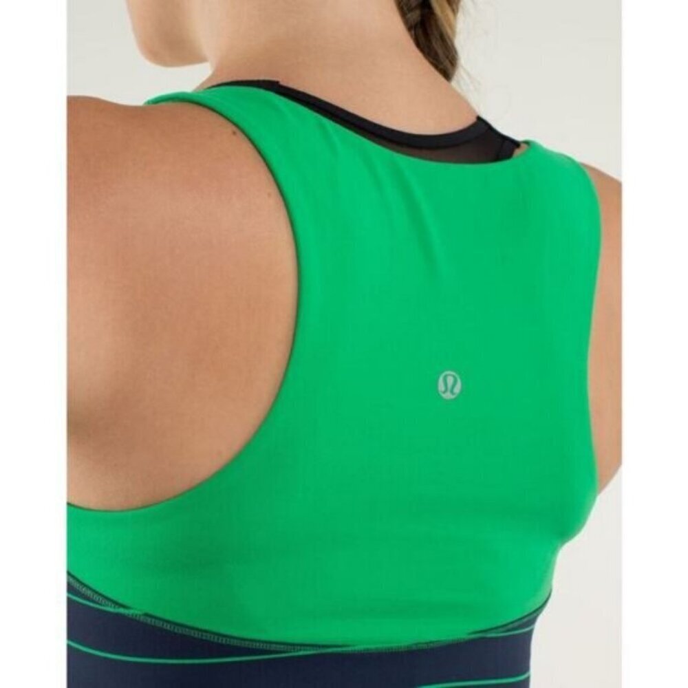 Lululemon Run First Base Tank in Slalom Stripe Inkwell / Green Bean Size 4 - Picture 4 of 9